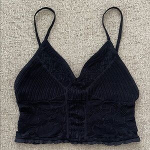Free People, Intimately, Heirloom Seamless Bralette, Black, Size M/L